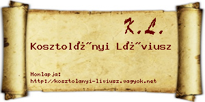 Kosztolányi Líviusz névjegykártya